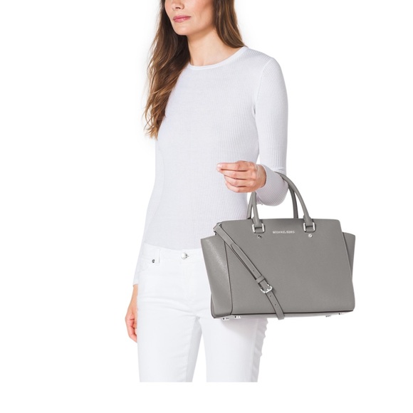 Michael Kors Handbags - Michael Kors Large Selma Satchel Bag (pearl grey)